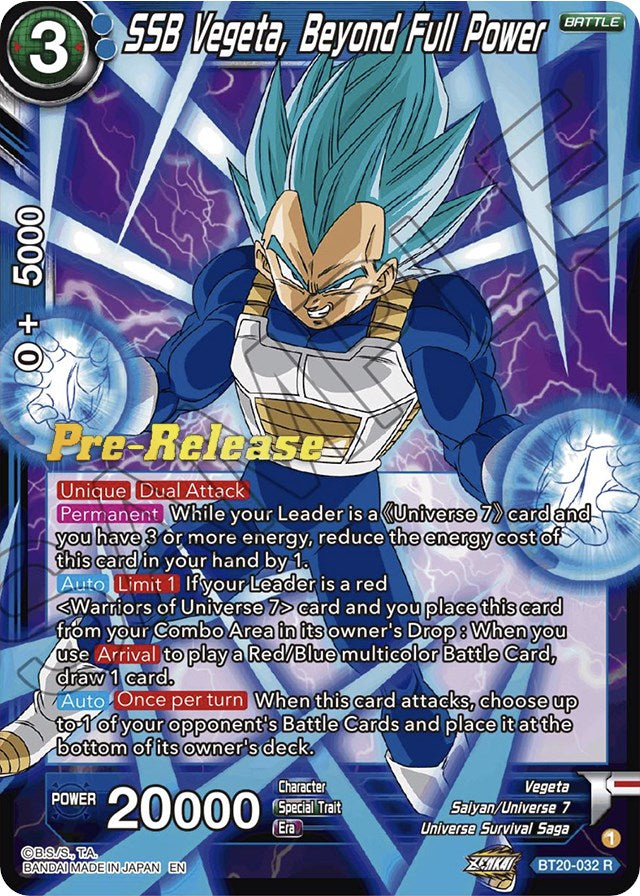charizard pokemon card first edition price SSB Vegeta, Beyond Full Power (BT20-032) [Power Absorbed Prerelease Pr