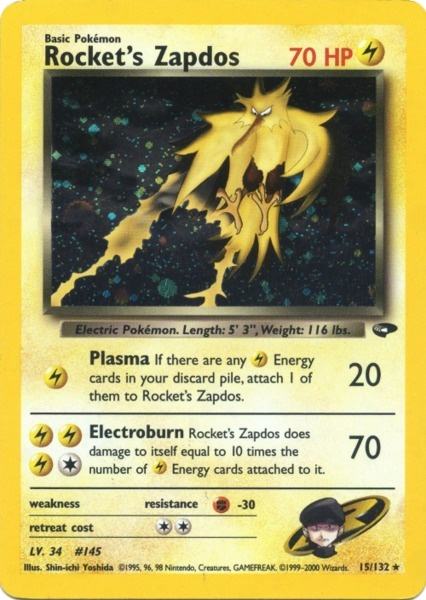 zapdos pokemon card 1995 Zapdos does 10 damage times the number of tails to itself. Zapdos 16/102 Holo Rare Base