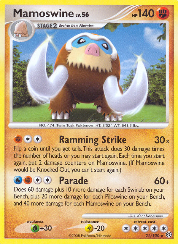 mamoswine pokemon card (21/100) [Diamond & Pearl: Stormfront] Variant:POKE BALL Reverse Holo Rules of Play (Dont apply Weakness and Prismatic Evolutions