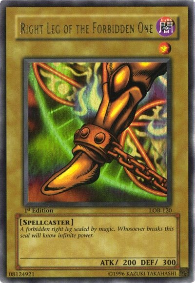 forbidden one yugioh cards Right Leg of the Forbidden One [LOB-120] Ultra Rare