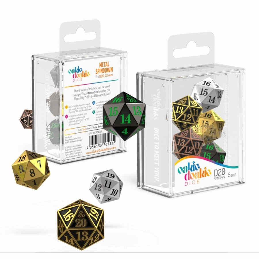 D20 Metal Spindown Dice Set (5 Dice)