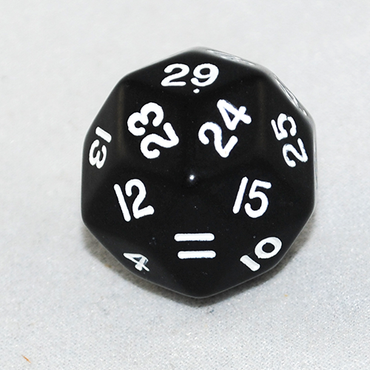 30 Sided Die - D30 - Black and White