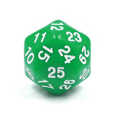 30 Sided Die - D30 - Green and White