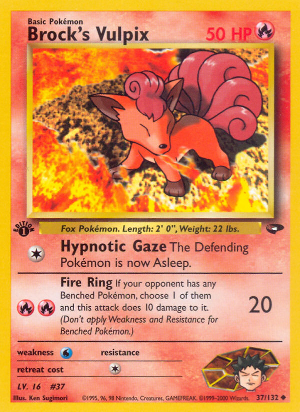 1995 vulpix pokemon card Brock's Vulpix (37/132) [Gym Challenge 1st Edition]