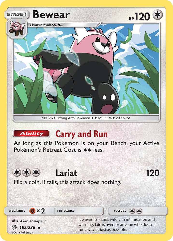 beware pokemon card Bewear Illustration rare (079/64) Shrouded Fable Bescards Uncommon Card Type Bewear (182/236) [Sun & Moon: