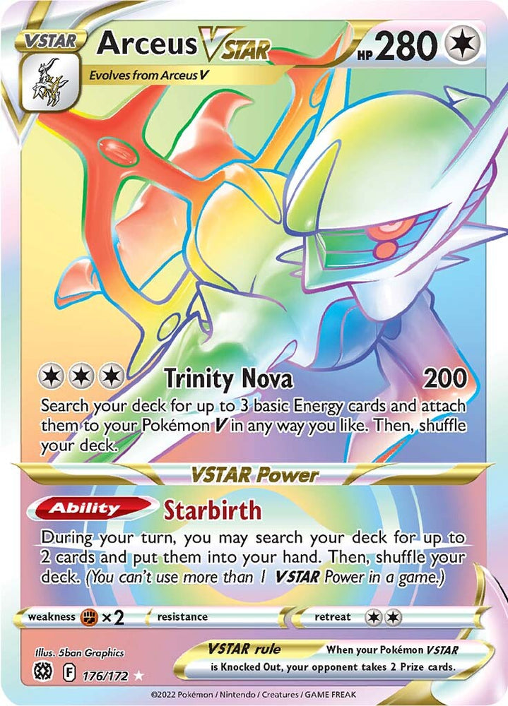 pokemon tcg brilliant stars vstar card Arceus 184/172 Secret Rare Gold Holo end display What Pokmon TCG: Brilliant Stars
