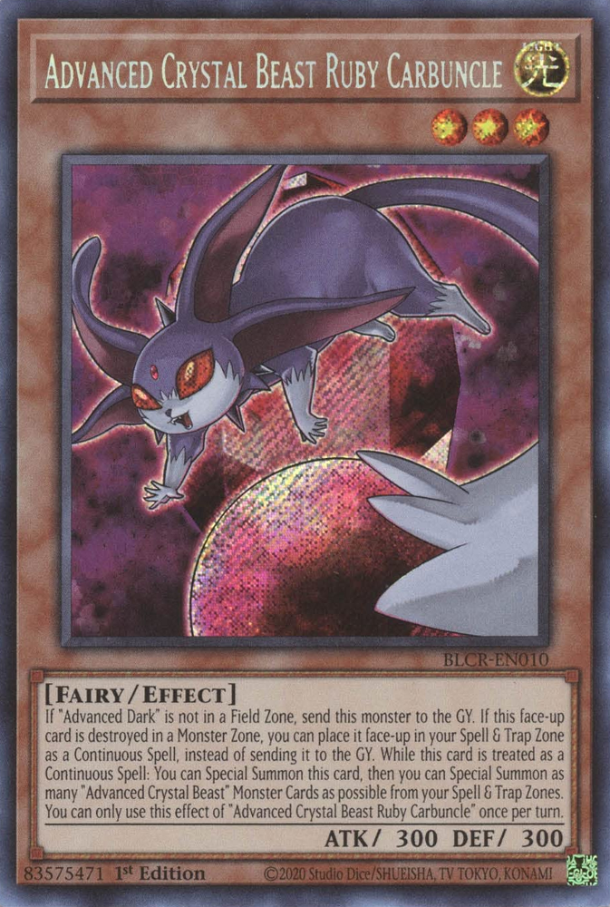 crystal card yugioh Advanced Crystal Beast Ruby Carbuncle [BLCR-EN010] Secret Rare