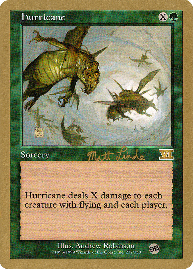 mtg hurricane card (Matt Linde) (SB) [World Championship Decks 1999] Mint / near mint condition trading card Storm Black Panther deck with