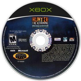 Hunter The Reckoning Redeemer XBox Original Disc Only