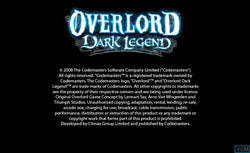 Overlord: Dark Legend - Wii Original