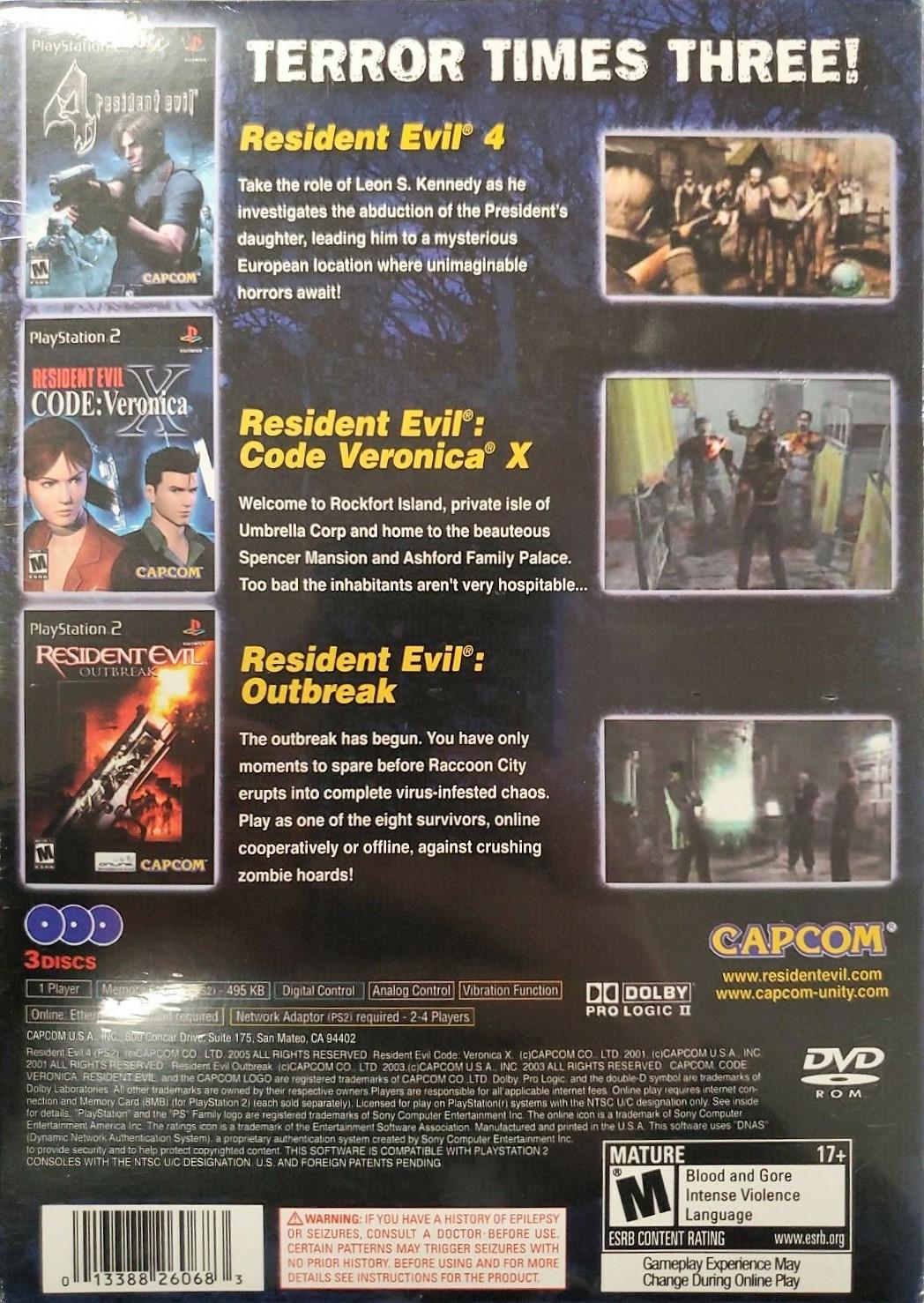  Resident Evil Essentials (Resident Evil Code: Veronica X / Resident  Evil Outbreak / Resident Evil 4) : Video Games