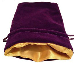 Large Velvet Dice Bag With Satin Lining - Purple - 6"x8"